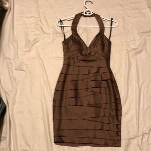 Chocolate colored Bebe halter dress XS